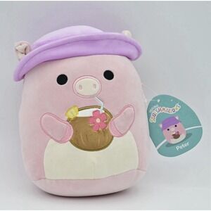 2024‎ Squishmallows Peter Pink Pig Coconut Drink Purple Hat 7" Plush Stuffed Toy
